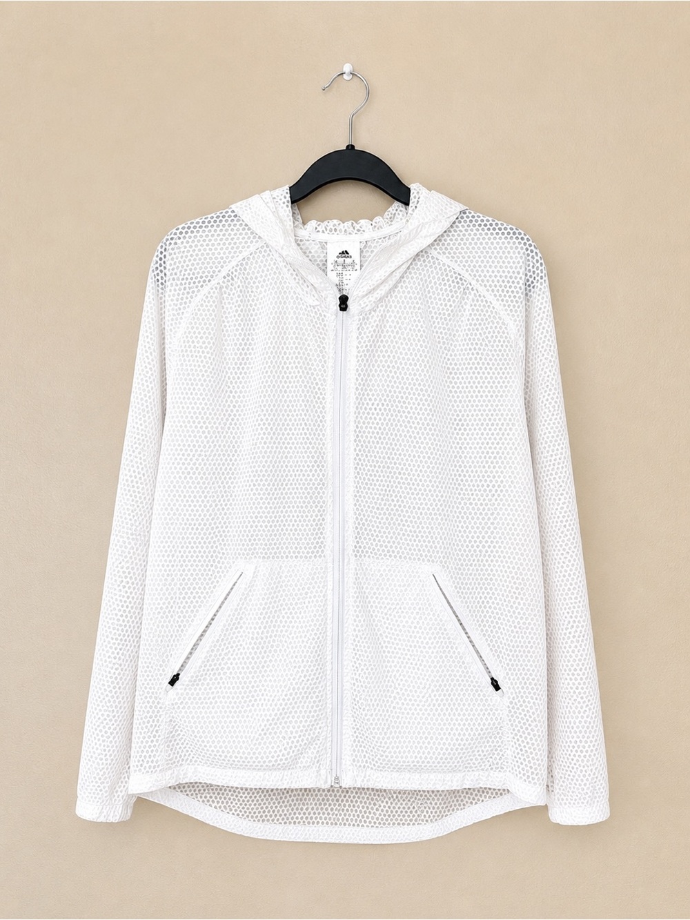adidas White Hooded Zip Jacket